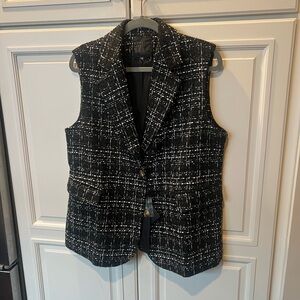 Black and White Tweed Vest